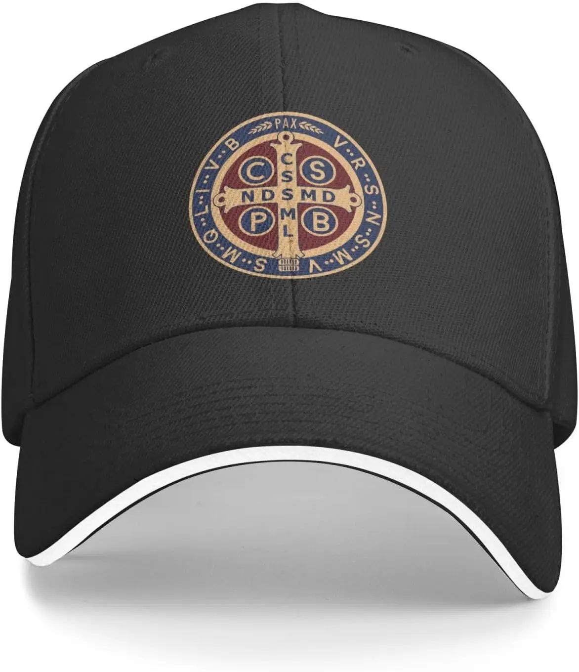 Gorra de béisbol con medalla de San Benito para hombre y mujer, gorro ajustable Unisex para adultos