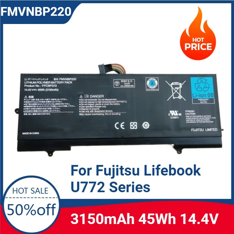 

New High-quality FMVNBP220 FPCBP372 45Wh 3150mAh 14.4V Laptop Battery for Fujitsu Lifebook U772 Series