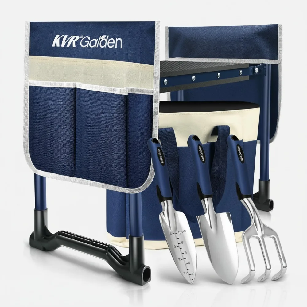 

2025 Upgraded Foldable Garden Kneeler and Seat Set with Tools & Pouch - Heavy Duty Bench Chair for Seniors, Women, Mom