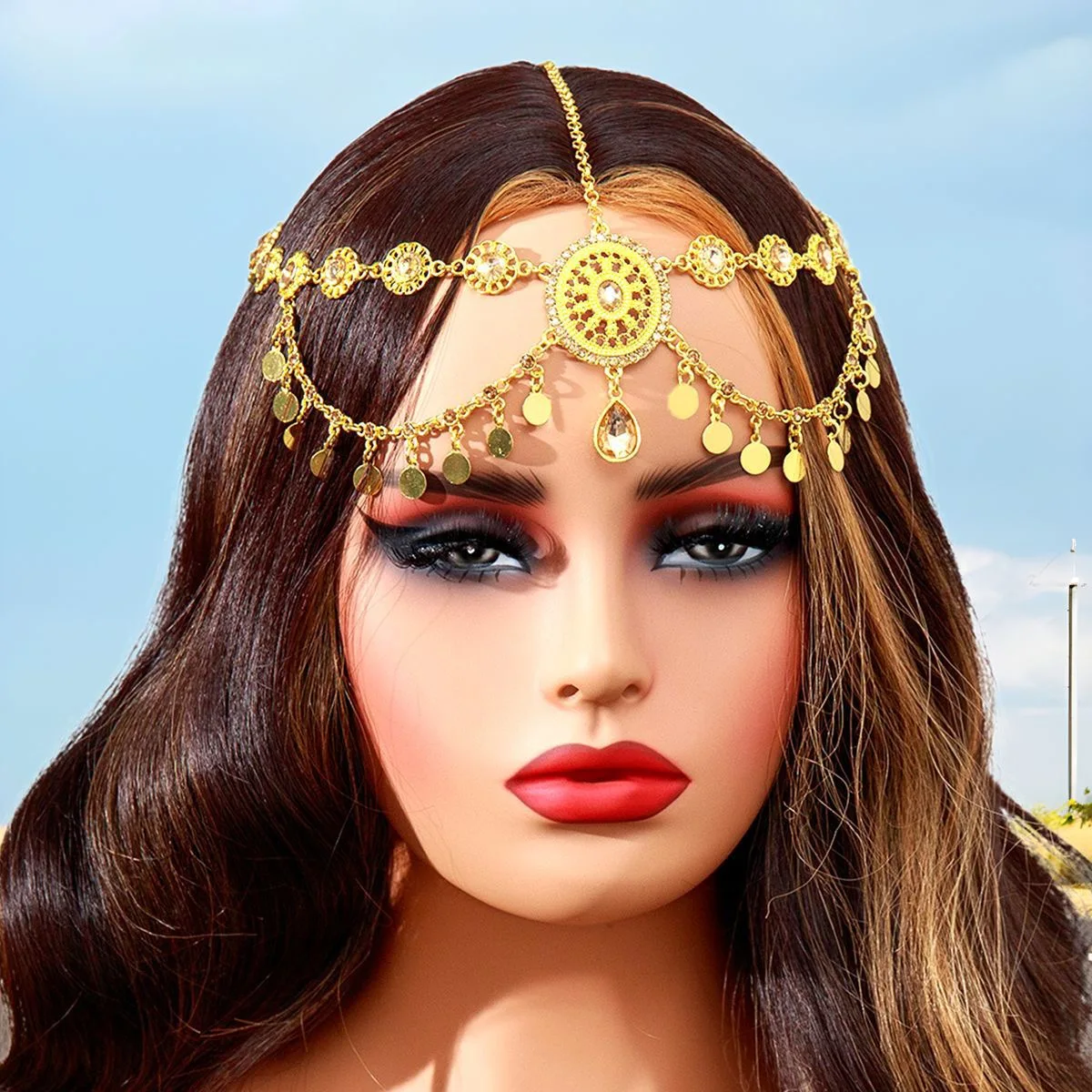 

Bohemian Style Women's Headwear Luxury Rhinestone Gemstone Forehead Decor Chain Comfortable Wedding Party Festival