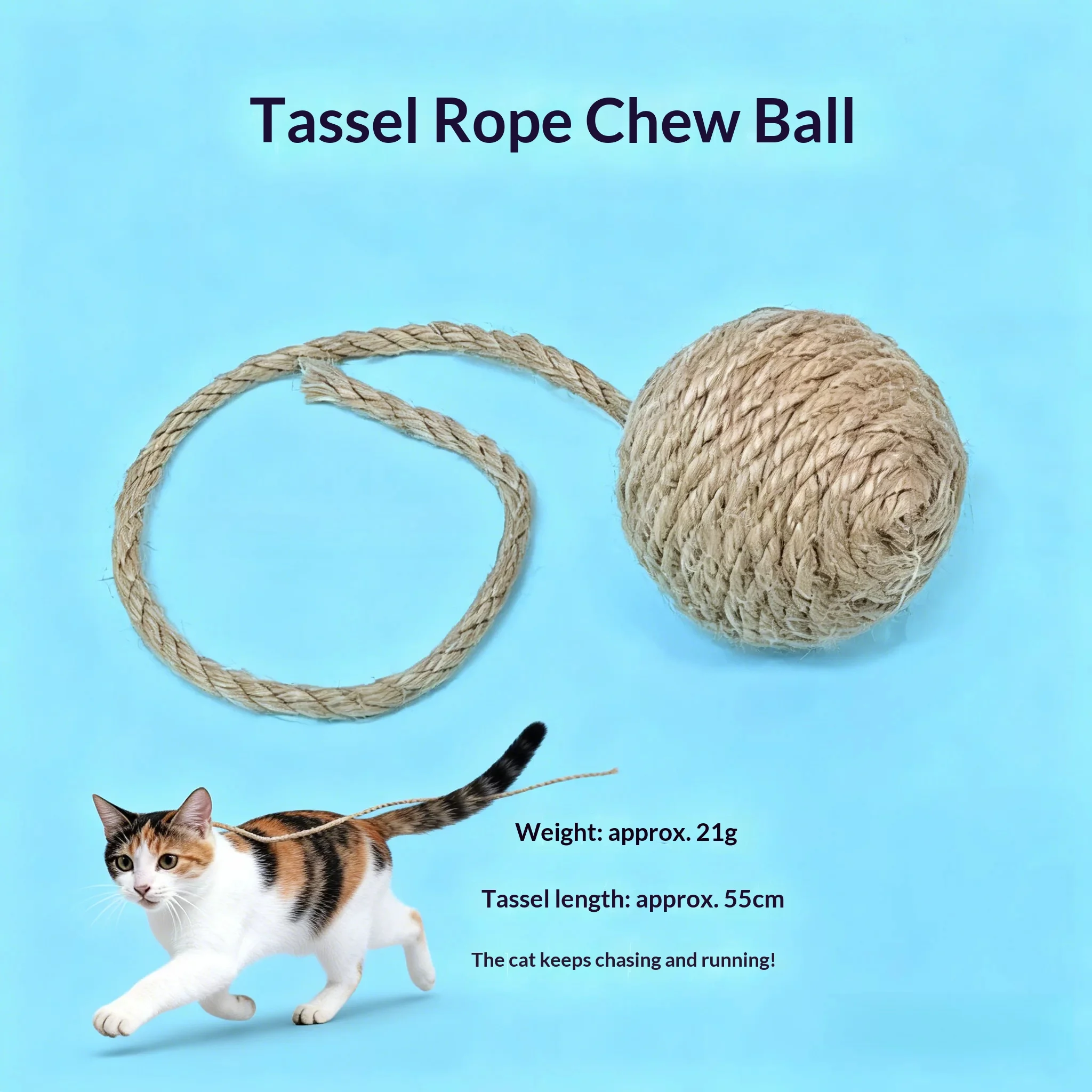 1/3PCS Hand‑Woven Hemp Rope Cat Ball Rolling Sound Interactive Toy Sisal Scratching Play Ball Pet Cat Entertainment Supply - view 3
