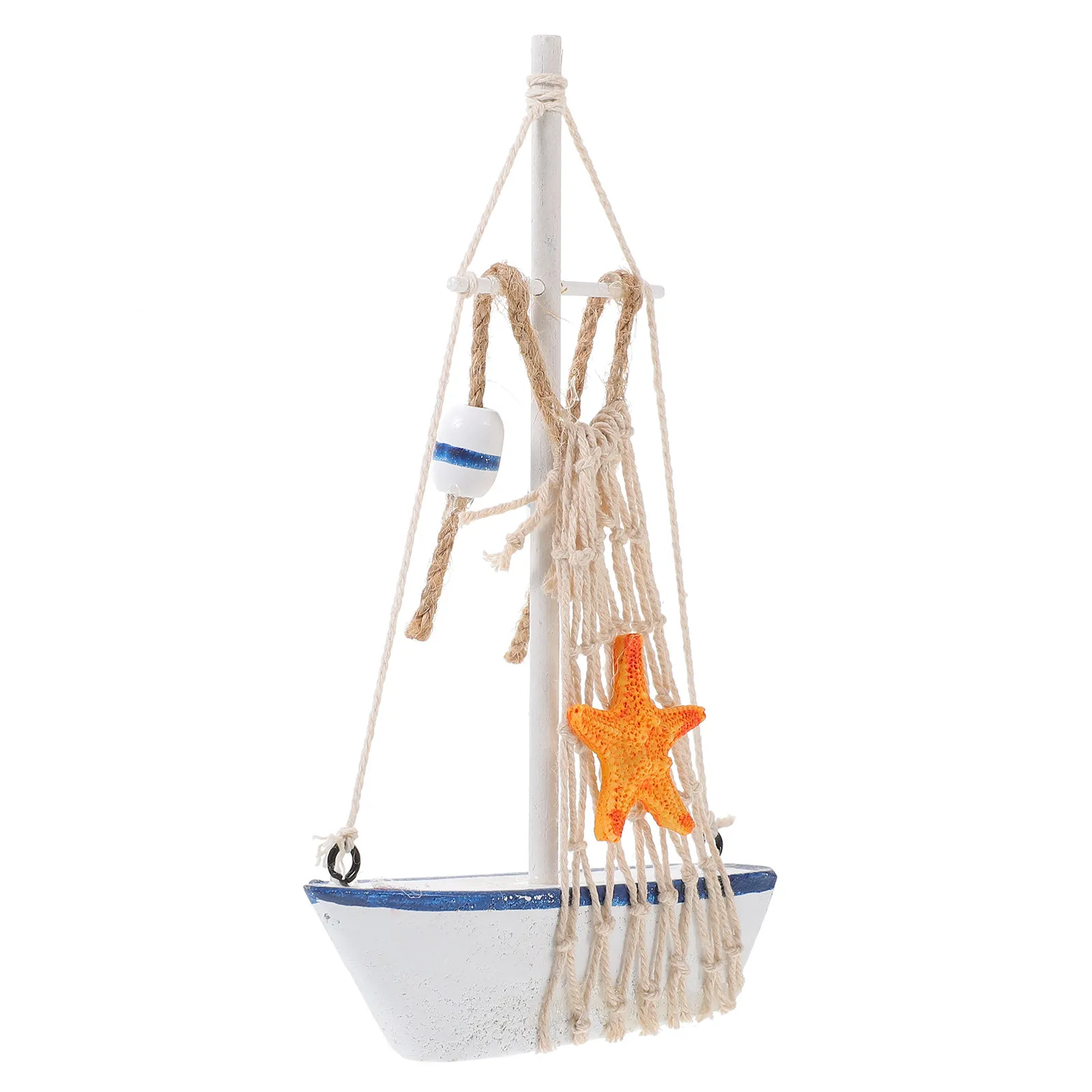 

Sailboat Decor Mediterranean Wooden Sailboat Sculpture Nautical Sailing Boat Ornament for Living Room Office Bedroom Interior