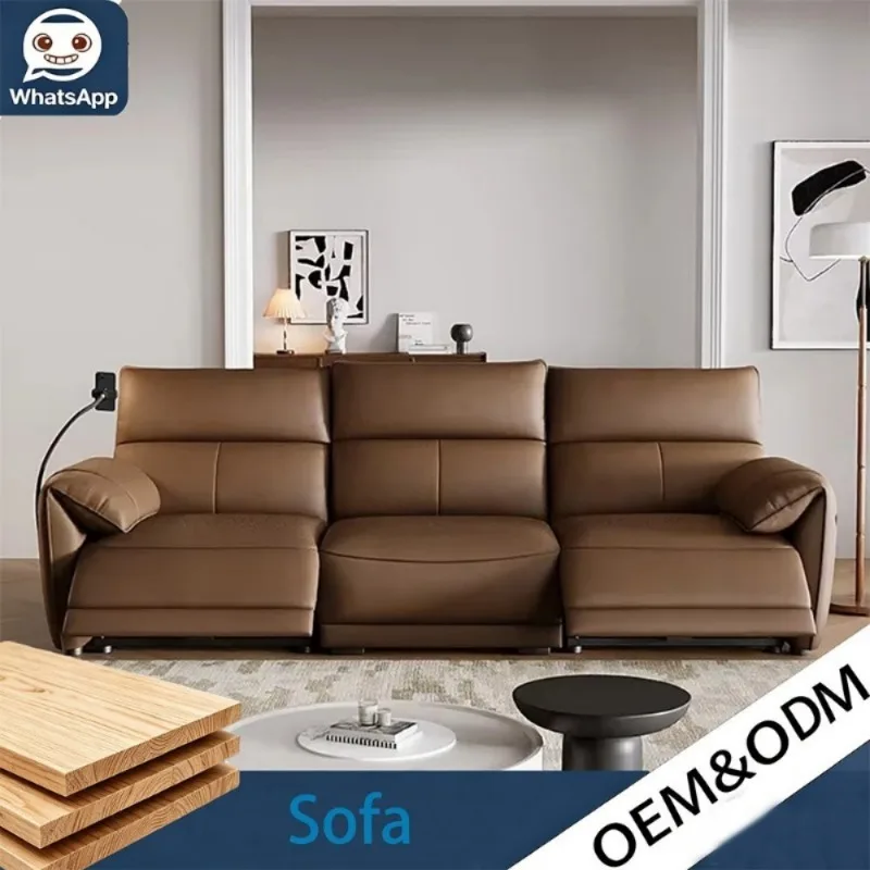 Italian Minimalist Cream Straight Electric Sofa, Multifunctional Wall‑Hugger Power Recliner Couch for Modern Living Room