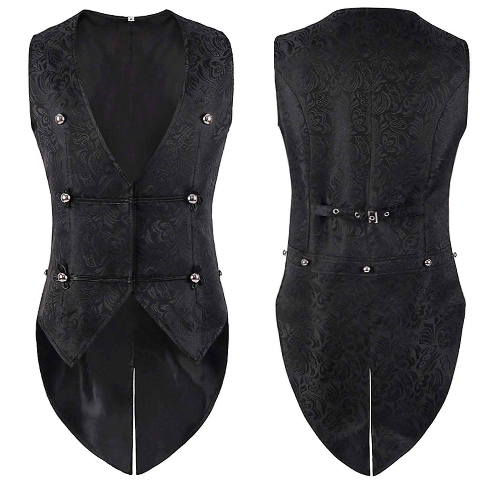 Mens Victorian Retro Vest Punk Jacket Cosplay Suit Vest Men Steampunk Gothic Medieval Jacquard Waistcoat Halloween Costume