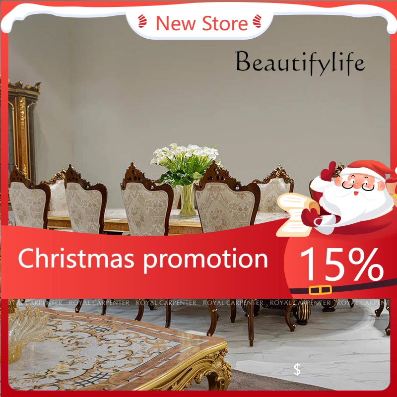 

Обеденный гарнитур из массива дерева с резными цветочными узорами: овальный стол и стулья с подлокотниками, 1 стол и 6 стульев для дома