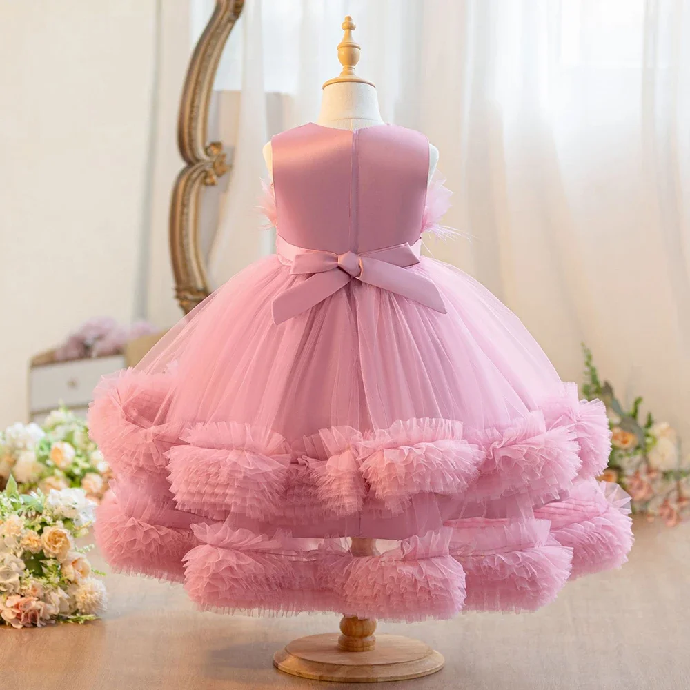 Fashion Girls Party Dresses Wedding Birthday Tutu Princess Dress for Kids Graduation Baby Pageant Bridesmaid Costume