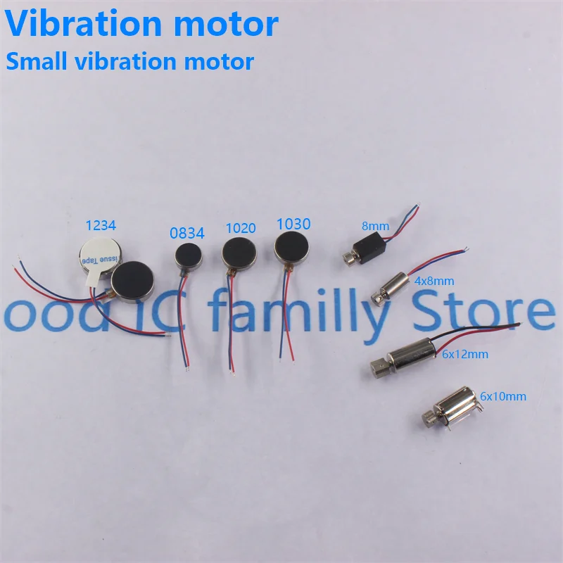 DC 3V 3.7V 8mm 10mm 0820 0827 0834 1027 1030 1234 Round Thin Vibration Motor Button Coin Vibrating Motor Vibrator Phone Massager