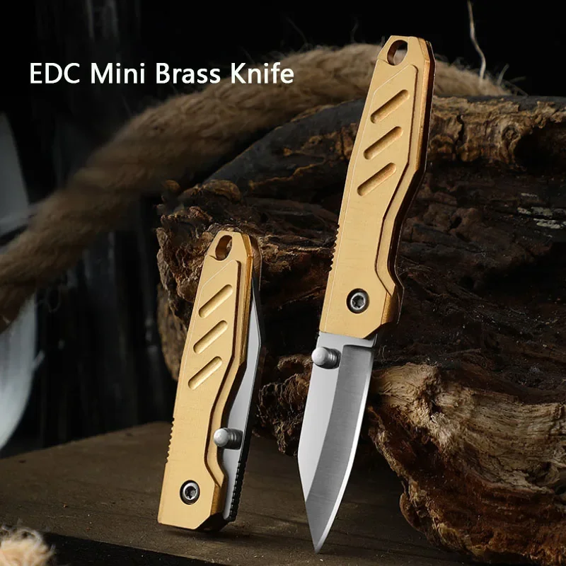 

NEW EDC Mini Folding Knife Brass Portable Keychain Open Box Disassembly Express Knife Outdoor Portable Sharp Fruit Knife