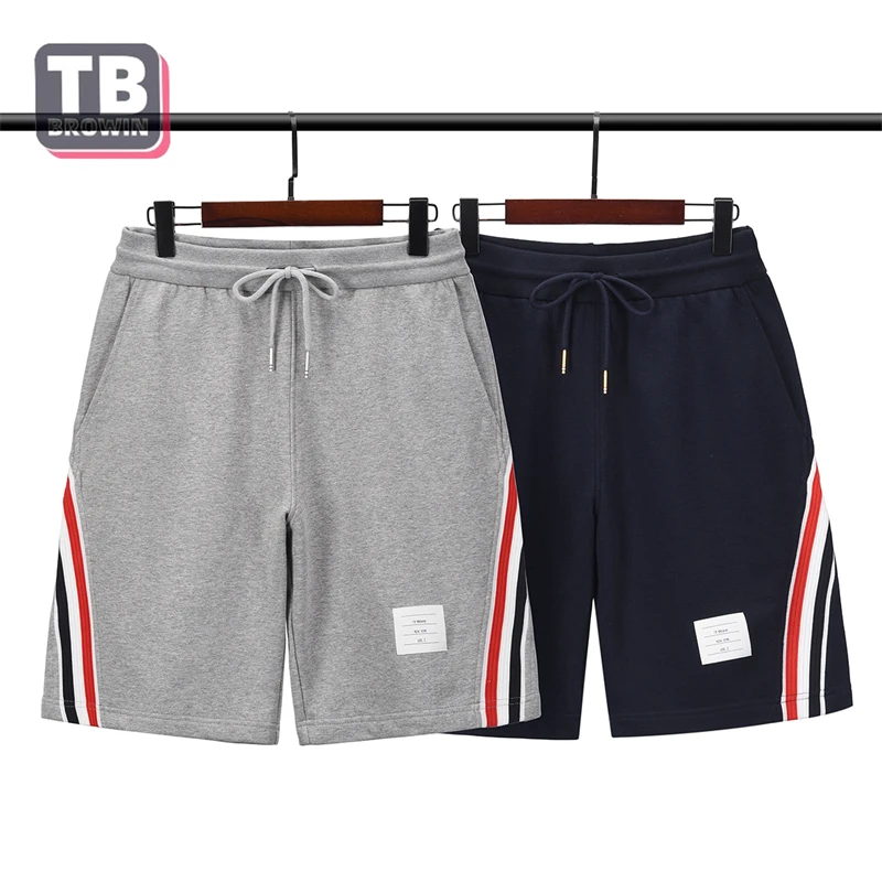 Brand TB BROWIN Thom casual shorts webbing four-bar luxury striped tide men\'s summer trend drawstring cotton sports mid pants