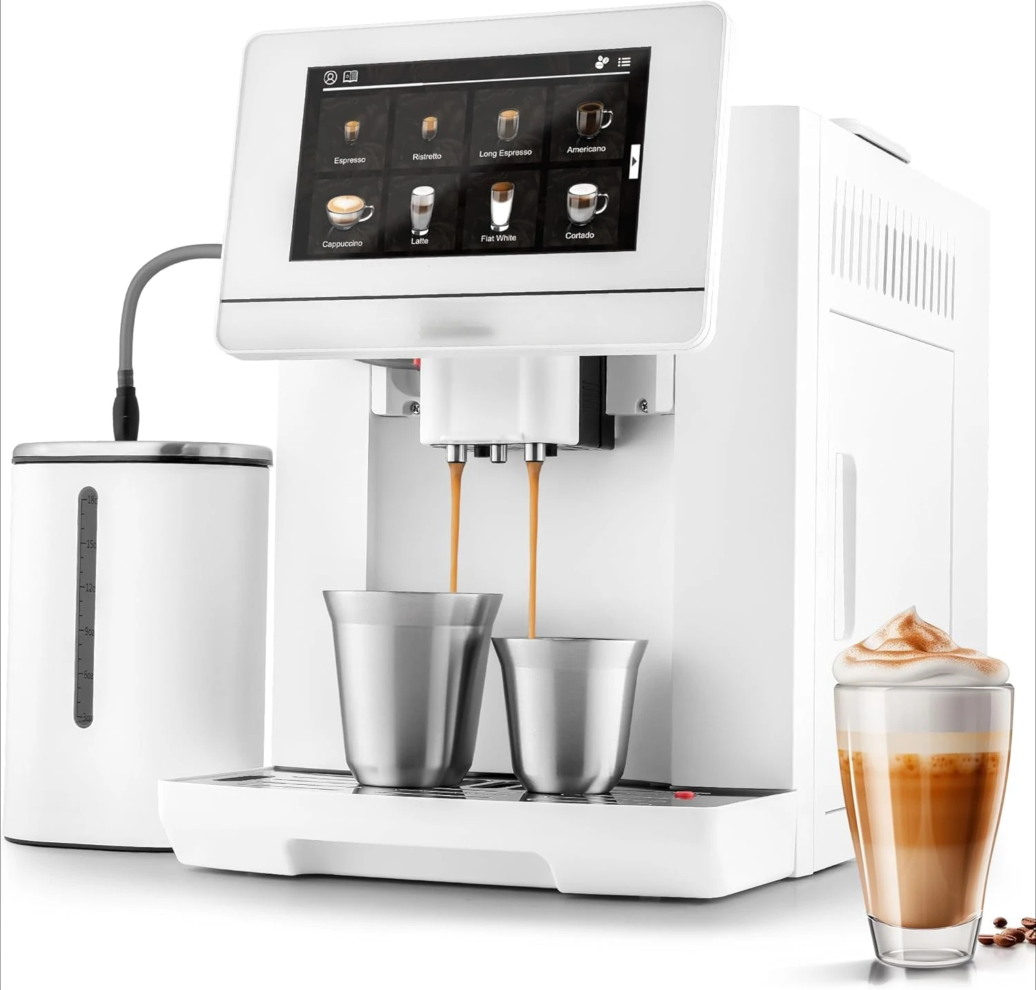 

Magia Fully Automatic Espresso Machine With Grinder - 19 Customizable Coffee Options - Includes Insulated Milk Container