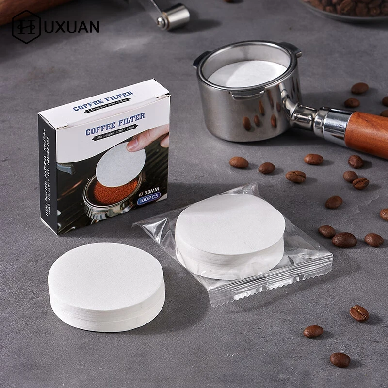 100 Sheets Round Coffee Paper Filter For Moka Pots 51/53/58mm Portafilter Basket Coffee Filter Paper For Espresso Machines