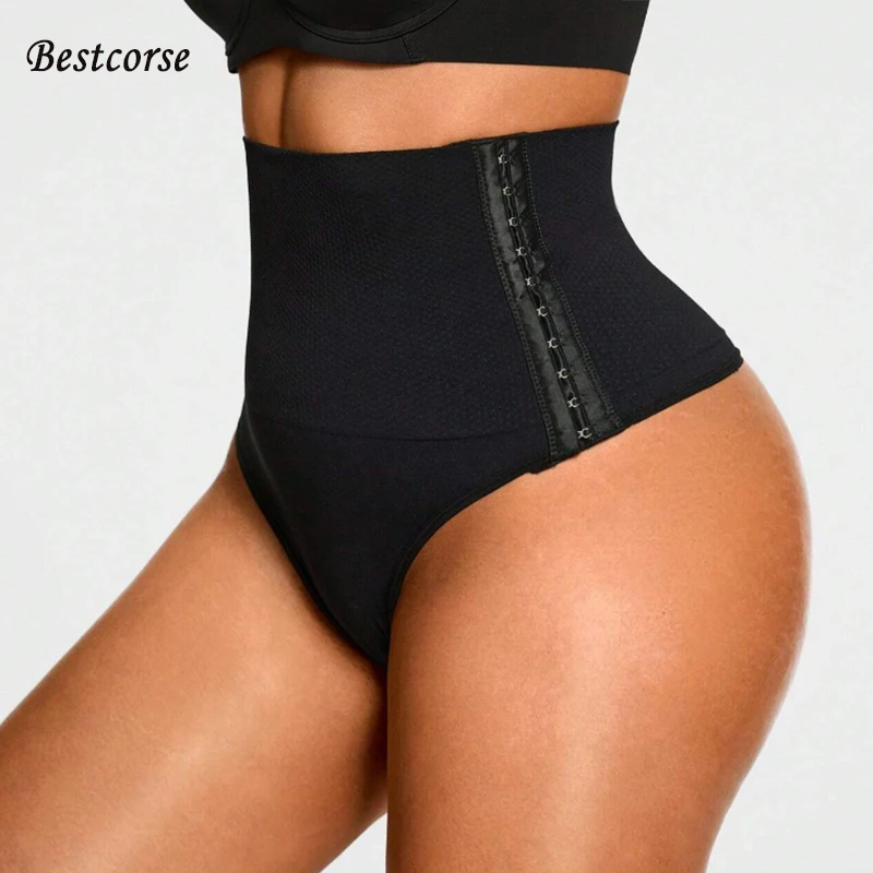 

High Waist Shaping Pants Flat Tummy Control Shapewear Underwear Thong With Hook Corset Body Shaper For Women Slimming Panty