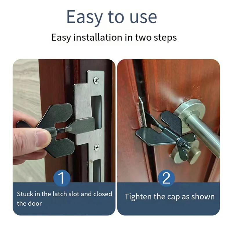 

AA76-Portable Door Lock Stainless Steel Privacy Extra Security Lock Anti Theft Travel Safety Inside Door Lock, Durable