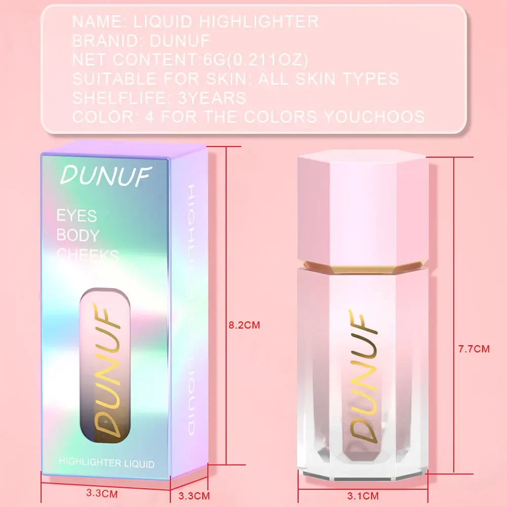 DUNUF Liquid Highlighter Face Contouring Pearlescent Makeup Brightener Bronzer Glow Face Contour Shimmer Illuminator Cosmetics