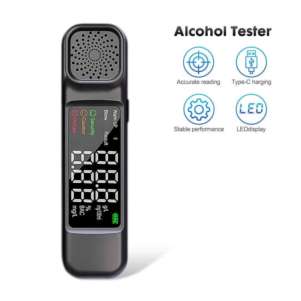 Professional Home Alcohol Breathalyzer Non-Contacting Non-Contacting Breath Blow Tester 10s Quick Response Alkohol Sensor