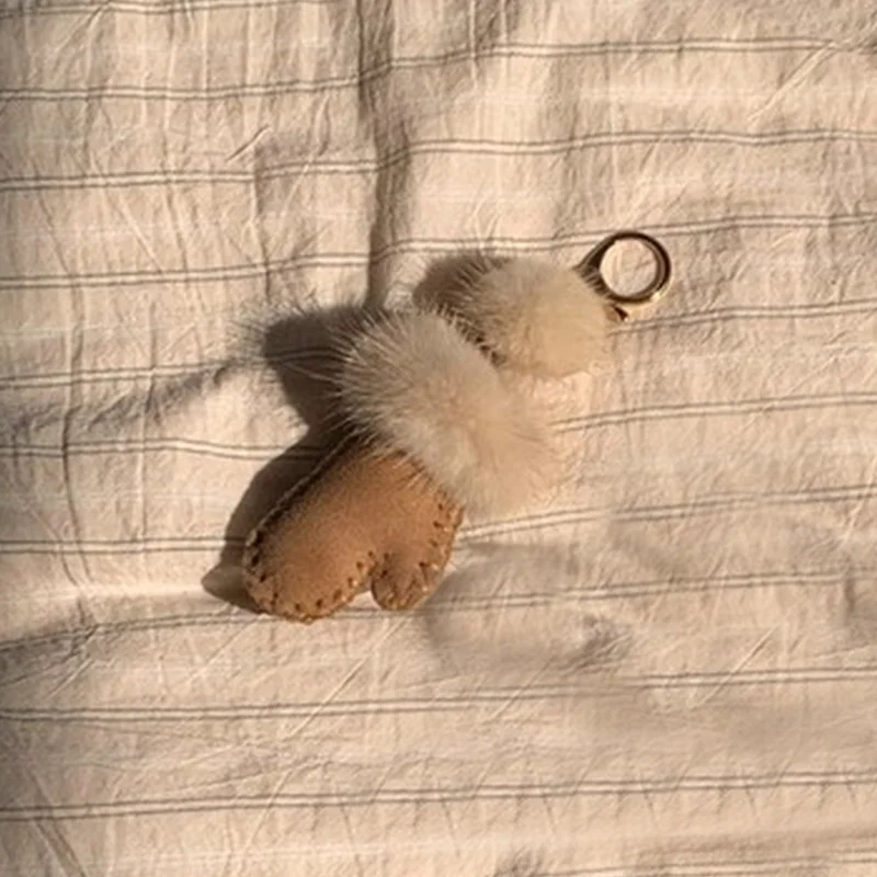 موضة جديدة الفراء القطيفة قفاز صغير قلادة مجوهرات حقيبة الديكور قفازات صغيرة المفاتيح معلقة إكسسوارات جذابة
