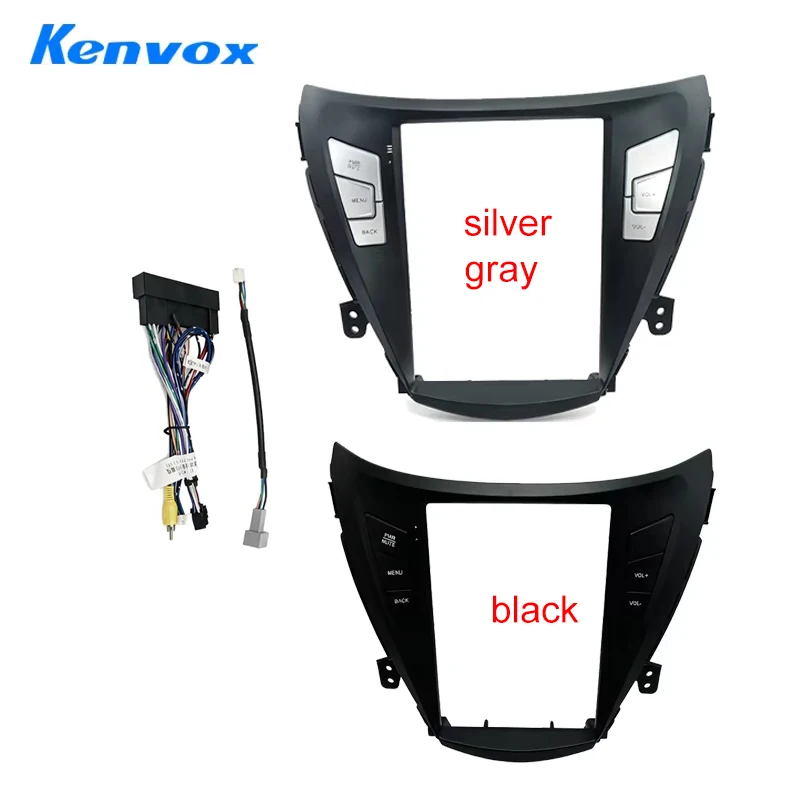 Kenvox 9.7" Tesla Vertical Screen Car Radio Fascia Frame for Hyundai Elantra 2011-2013 Dash Kit Install Panel wire harness