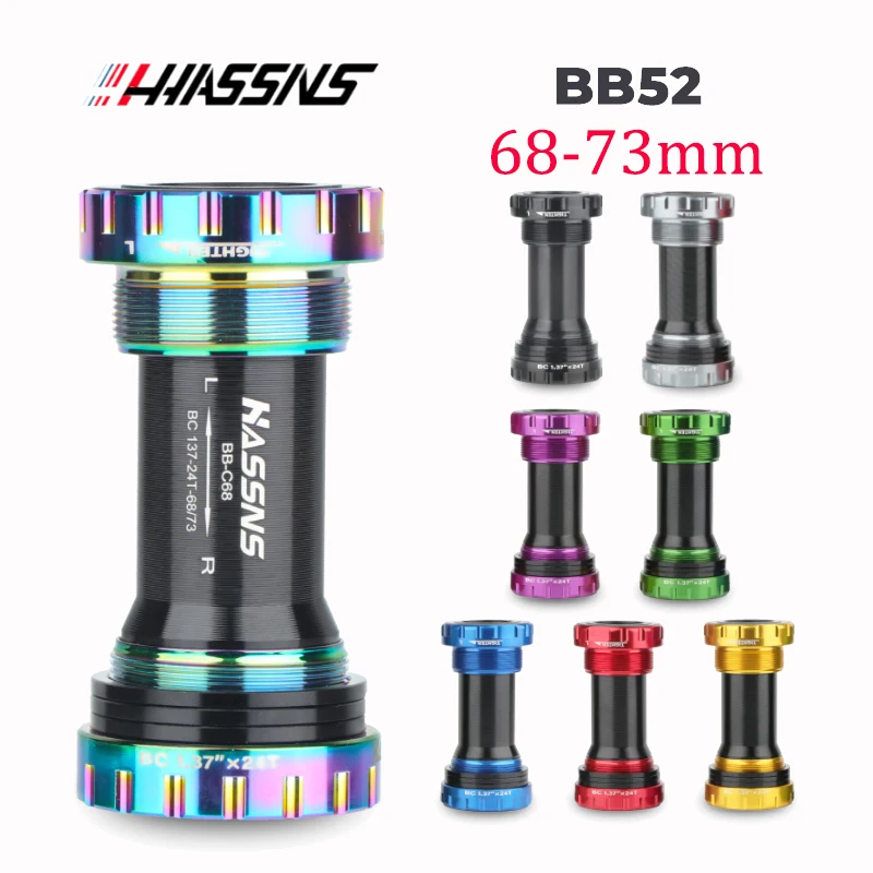 HASSNS BB52 Bicycle Bottom Bracket Hollowtech BB51 BB68 73 Central Movement Axis MTB Bearings for Mountain Bike Crankset Shaft