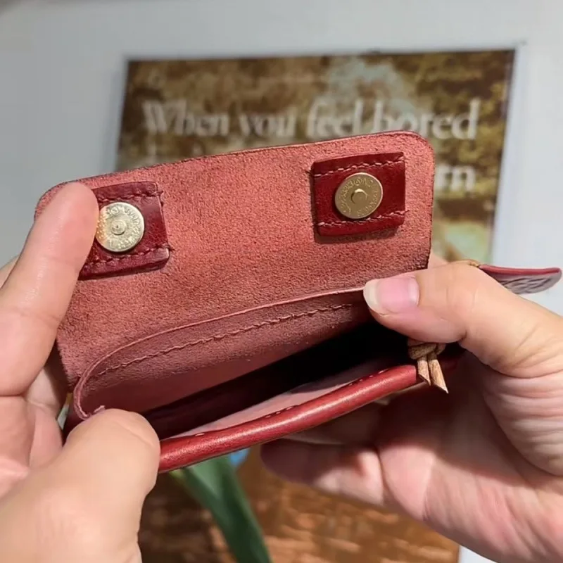 Nuevo Retro Rosa Rojo lindo periféricos de Anime Hellokitty Cartera de cuero encanto de moda chica japonesa Mini hebilla monedero regalo