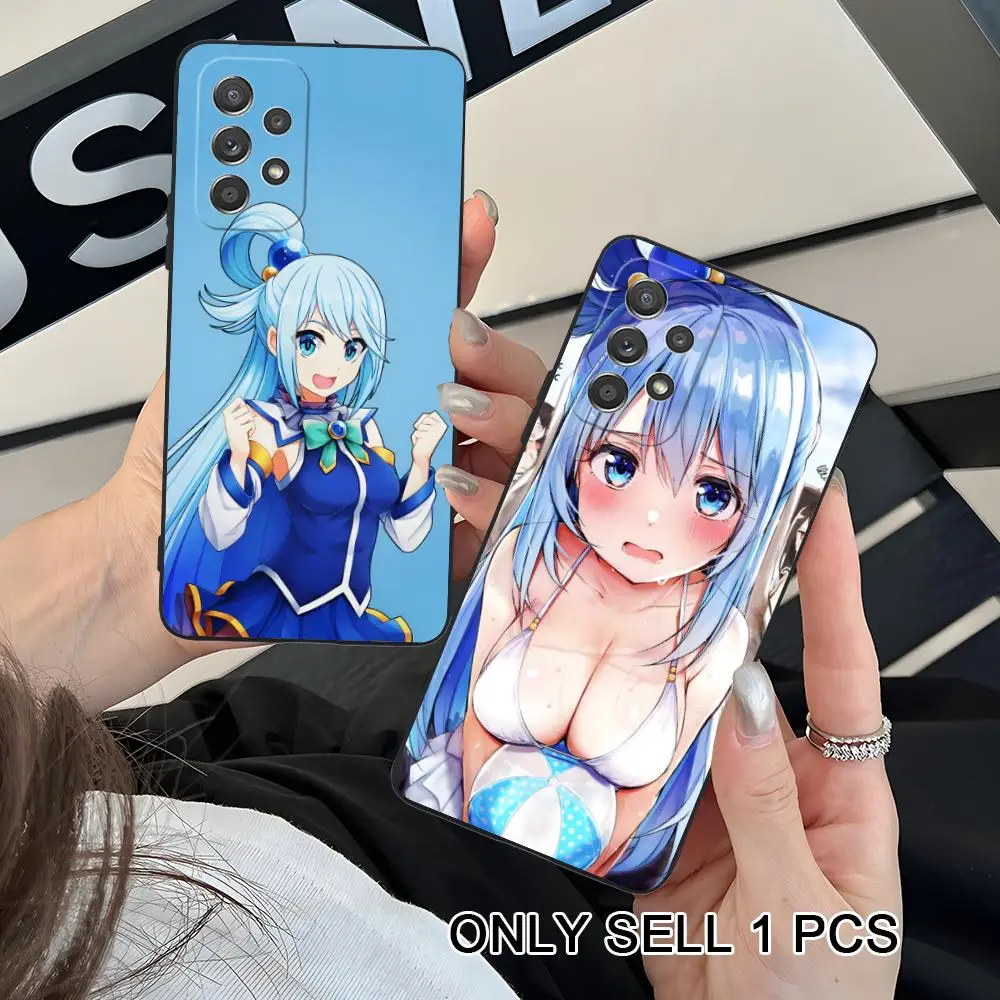 Konosuba Aqua Phone Case for Samsung Galaxy A57 56 55 54 53 52 51 37 36 35 34 33 32 31 5G Soft TPU Shockproof Cover