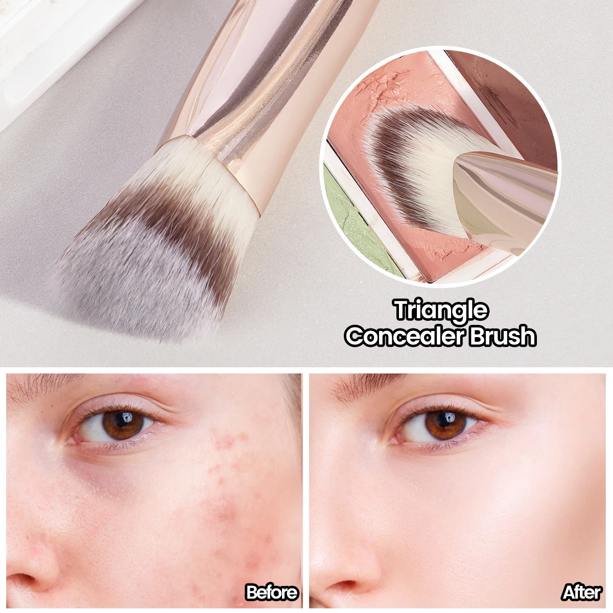 MAANGE 3PCS Double Ended Makeup Brush Foundation Concealer Brush for Blending Liquid Powder Soft Fluffy Bristles Beauty Tools