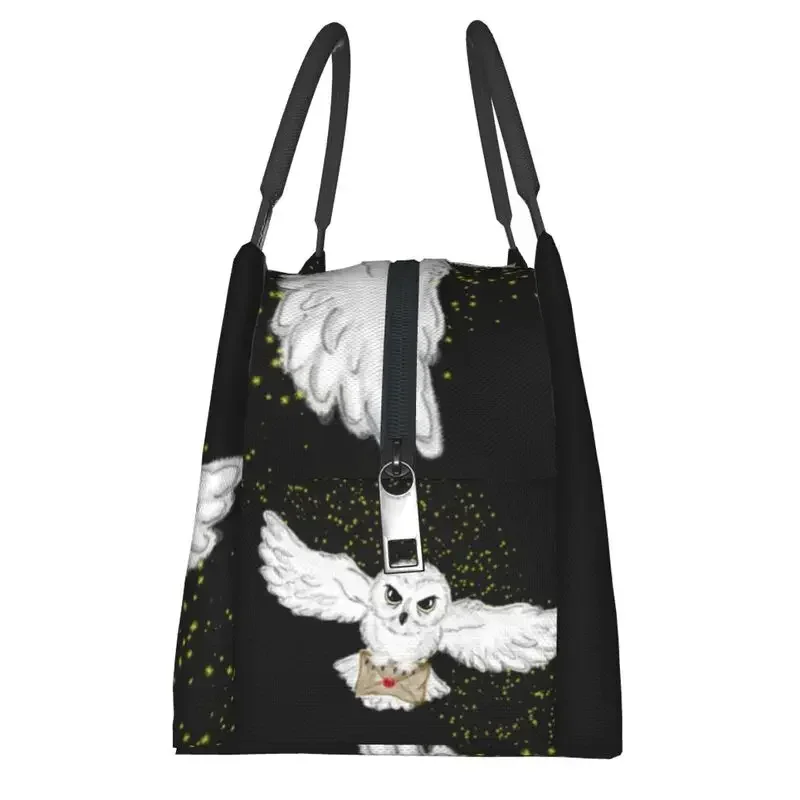 Custom Owl Flight Tote Bag Lunch Bags Women Cooler Thermal Insulated Lunch Box for Picnic Camping Work Travel Shoulder Bag