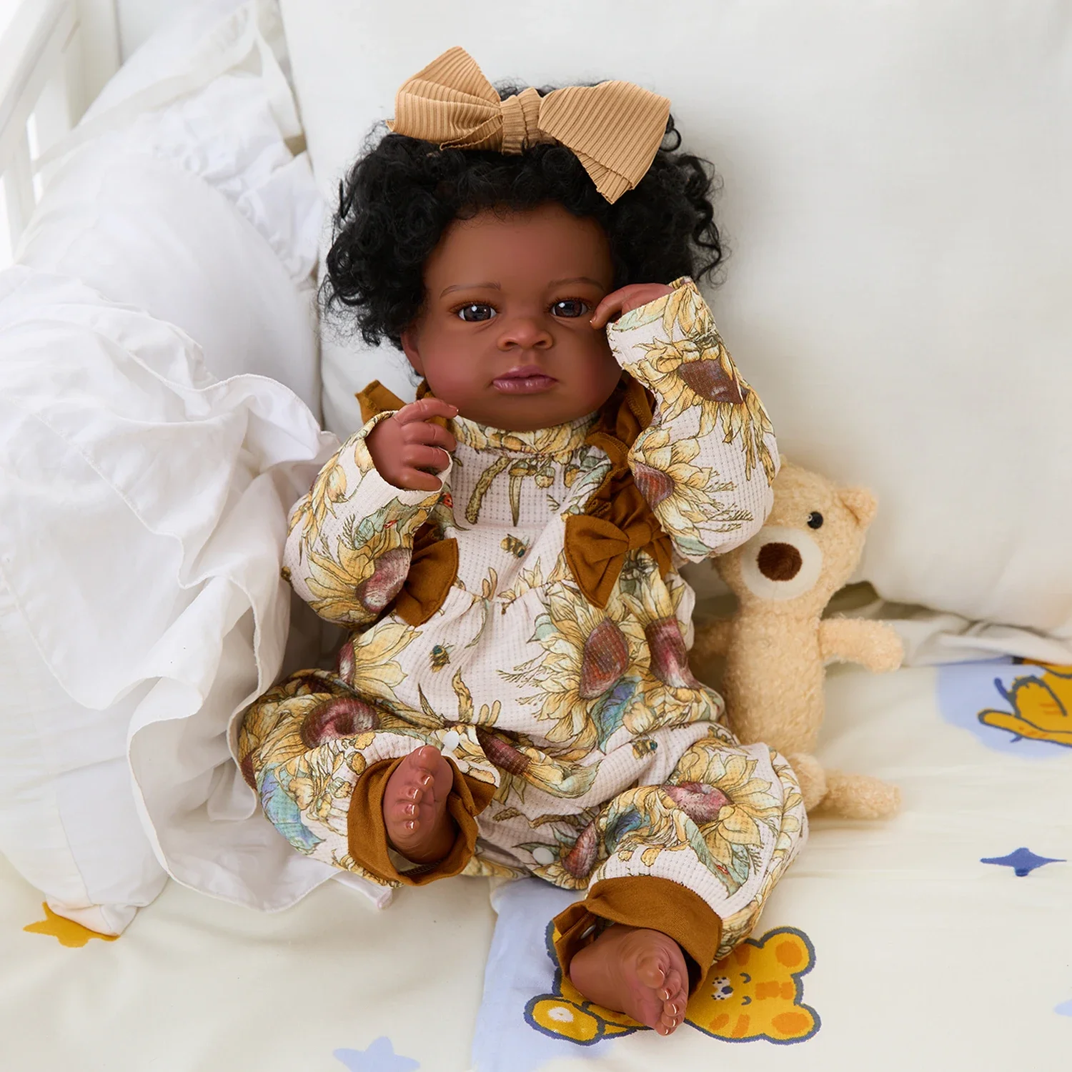 

Mire&Mire 20 Inch Baby Vinyl Body Curls Realistic-Newborn Baby Dolls African American Real Life Baby Dolls
