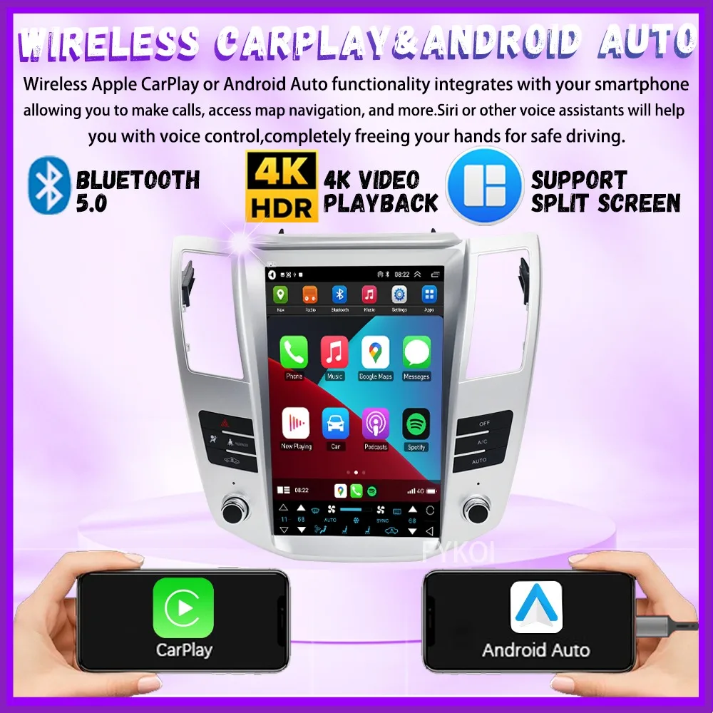 Car Radio For Lexus RX300 RX330 RX350 2003-2015 CarPlay Android Auto Automotive Multimedia Tesla Style Bluetooth 4G WIFI GPS