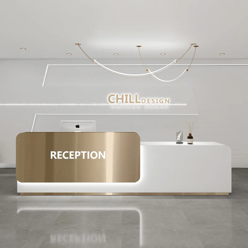 

Light Luxury Grandeur Reception Desks Modern Simple Reception Desks Fashion Office Furniture Sportello Di Ricevimento YS40CC