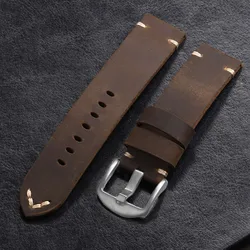 Handmade Cowhide Leather Watchband for Panerai PAM111 441 Brown Leather Strap Soft Men's Bracelet 22mm 24mm 26mm Vintage Band
