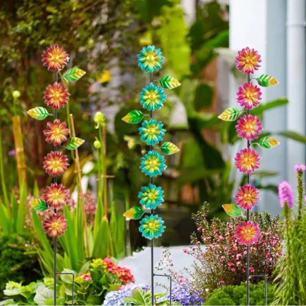 

3pcs Landscape Decoration Metal Decorative Garden Stakes Plant Shaped Creative Garden Pile Art Floor Plugs Lawns