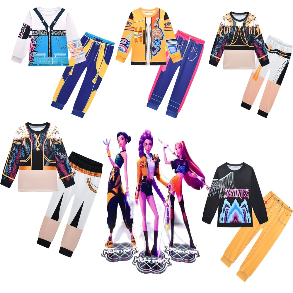 Детский карнавальный костюм K-Pop Rumi Zoey Mira Demon Hunters для девочек на Хэллоуин, детский пижамный комплект с 3D принтом