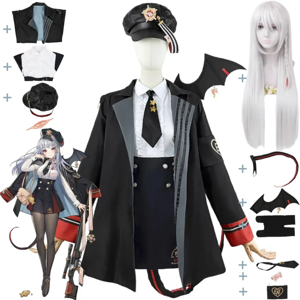 Game Blue Archive Kurodate Haruna Cosplay Costume Wig Anime Project MX Gehenna School Sexy Woman Uniform Halloween Suit