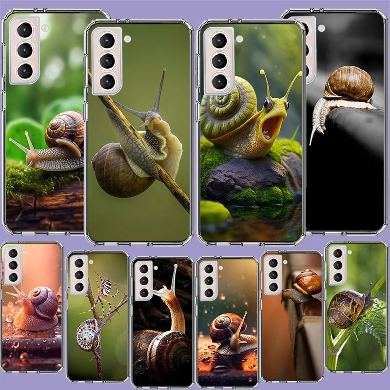 Cartoon Animal Snail Phone Case For Galaxy A14 A24 A34 A54 Samsung A02S A12 A22 A32 A42 A52 A72 A13 A33 A53 5G A03 A03S A23 A73