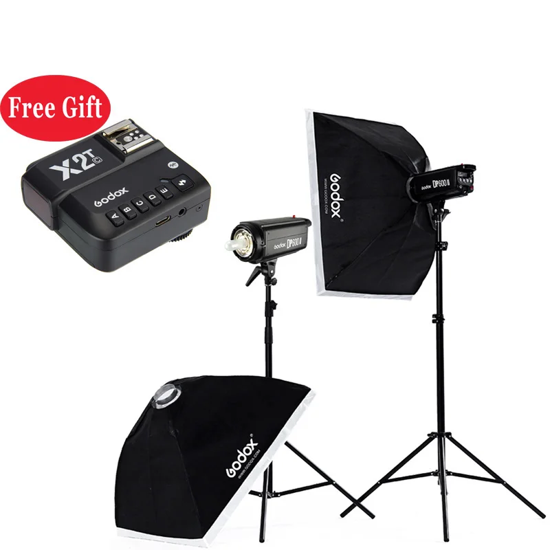 

Free Gift Godox X2 flash trigger DP600II 600Ws Photo Flash Lighting kit Softbox Light Stand studio photography equipment set