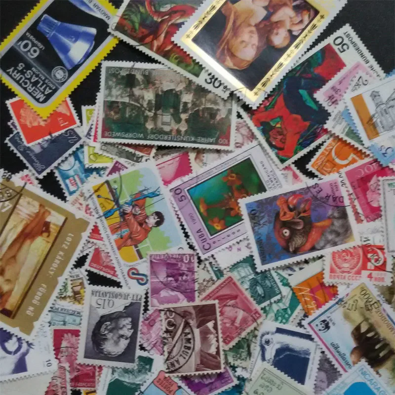 100 PCS All Different World  Postage Stamps With Post Mark