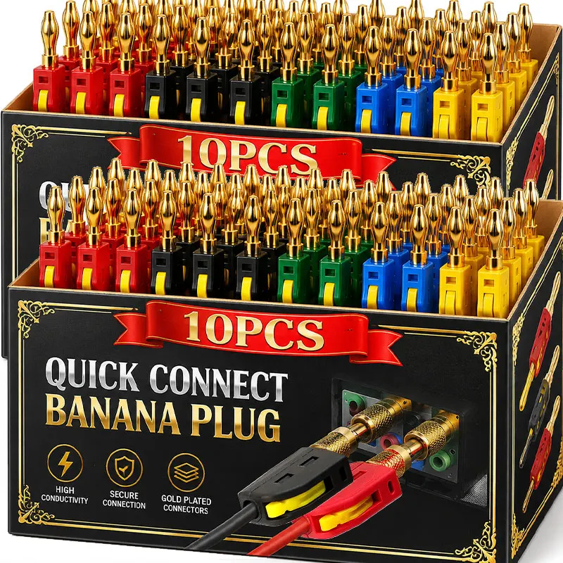 High Current 4mm No Solder Wire Connector Multicolor 32A Banana Plug Electrical Test Power Test Instrument Plug Musical Speaker