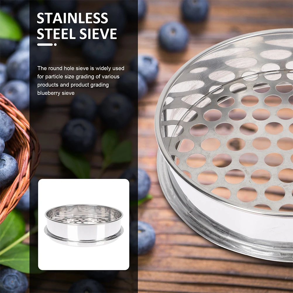 

Stainless Steel Soil Sieve 25cm Diameter 15mm Mesh Blueberry Grading Sifter for Kitchen Separator Layer Filtering