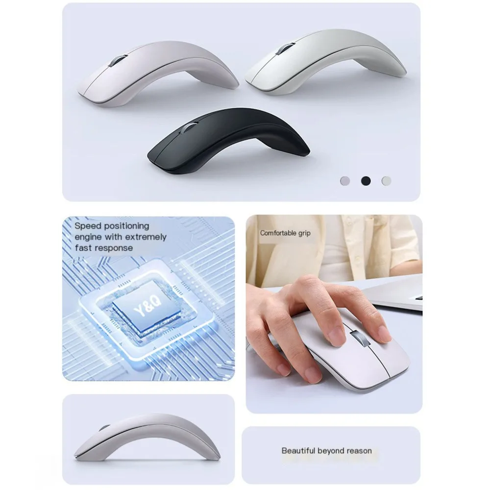 

Portable Wireless Bluetooth Arc Mute Rechargeable Mouse Ergonomic Optical Mice Office&Home For Microsoft PC Laptop Computer Use