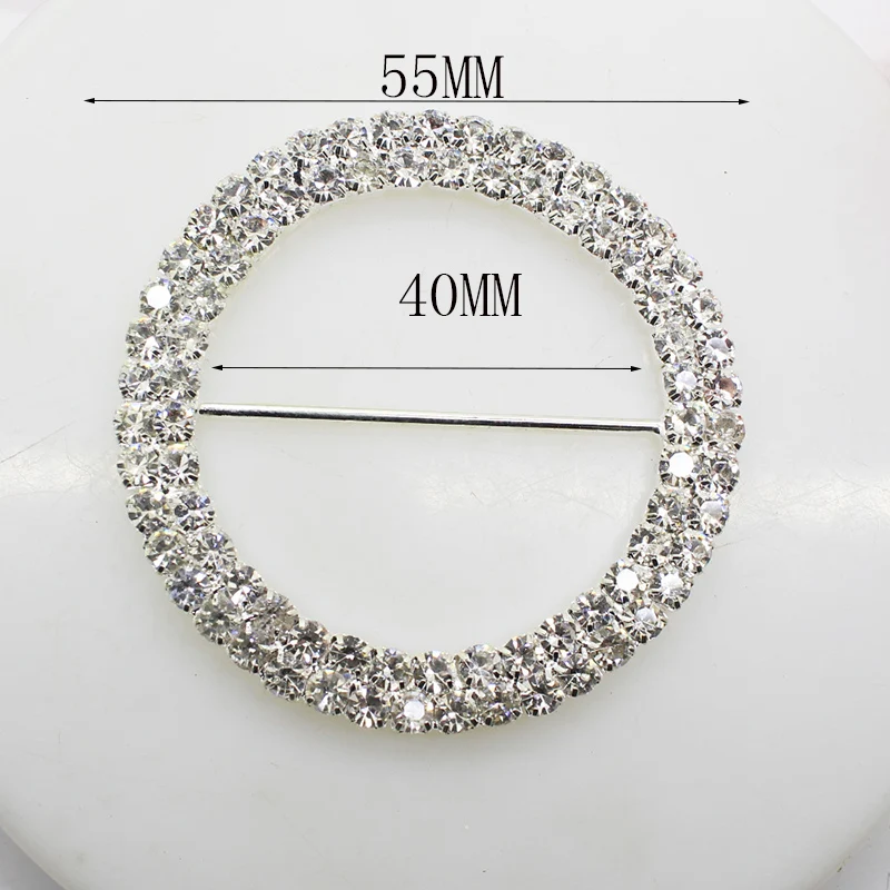 ZMASEY Silver Metal Buckles 55mm Rhinestones Buckles 5Pcs/Lot  A-grade Crystal Ornaments Wedding Festival Party Decoration