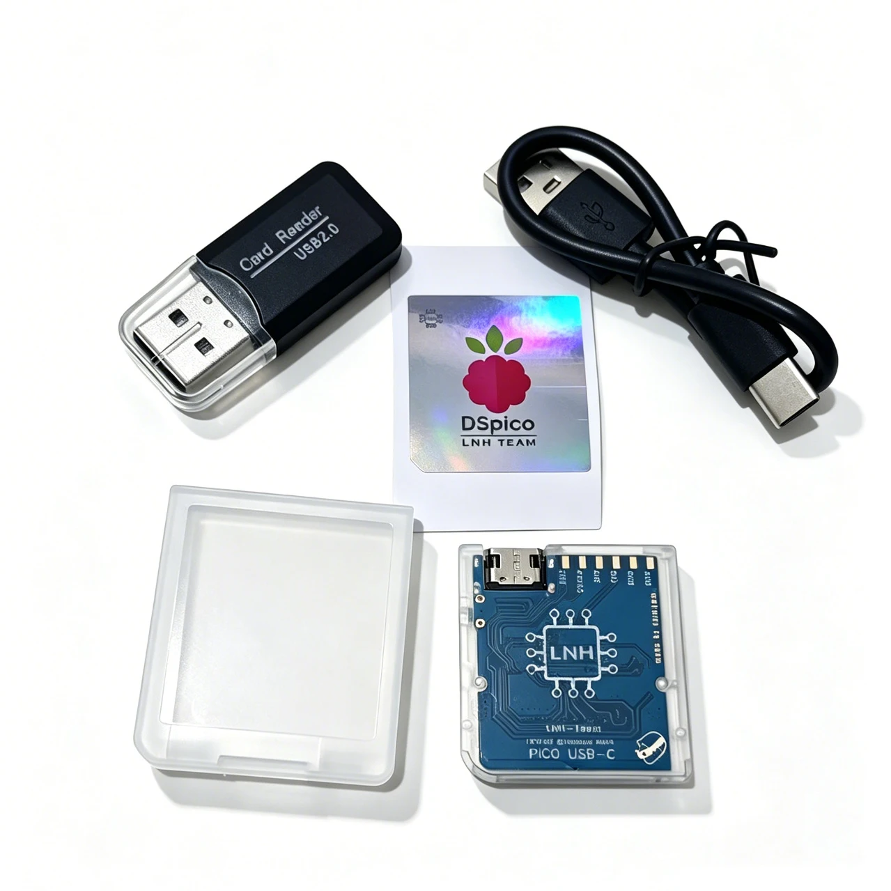 New DSpico Open-Source Game Reader Cart Clear White Molded Shell RP2040 USB C Type-C Compatible with NDS NDSL DSi 3DS Consoles