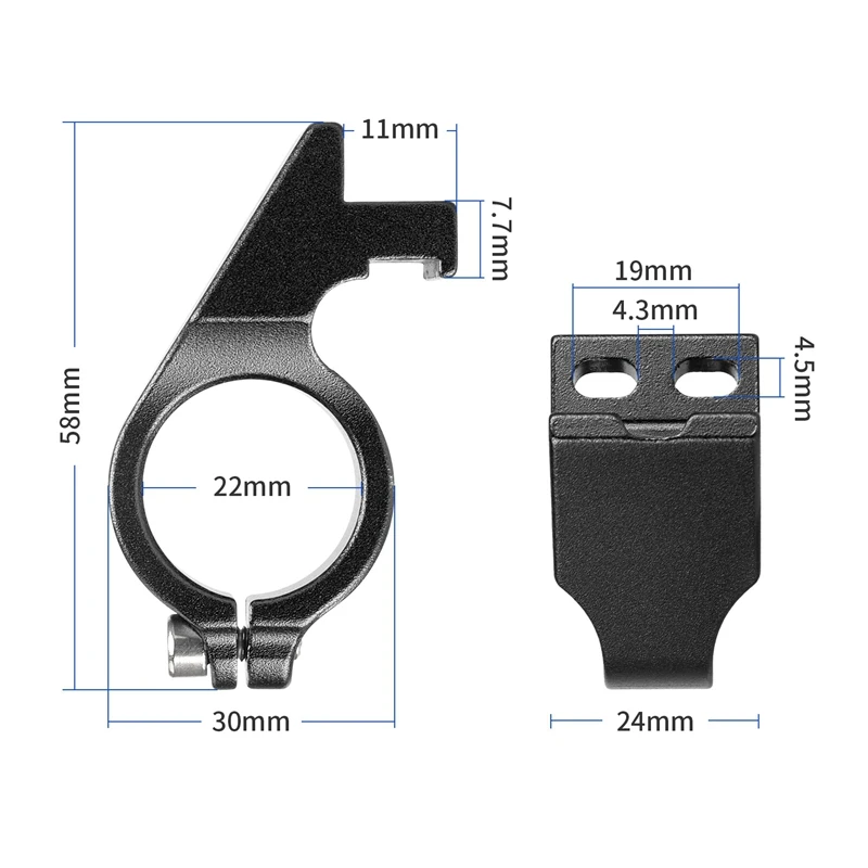 Suporte fixo para scooter elétrico, peças do guidão, alumínio preto, diâmetro 22mm