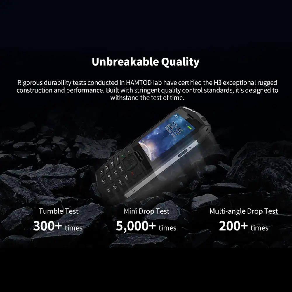 هاتف HAMTOD H3 متين 2.8 بوصة T107 ARM CortexTM A7 128 ميجابايت ROM 48 ميجابايت رام رباعي النواة 1.0 جيجا هرتز 2000 مللي أمبير بطارية 4G VoLTE SOS الهاتف المحمول