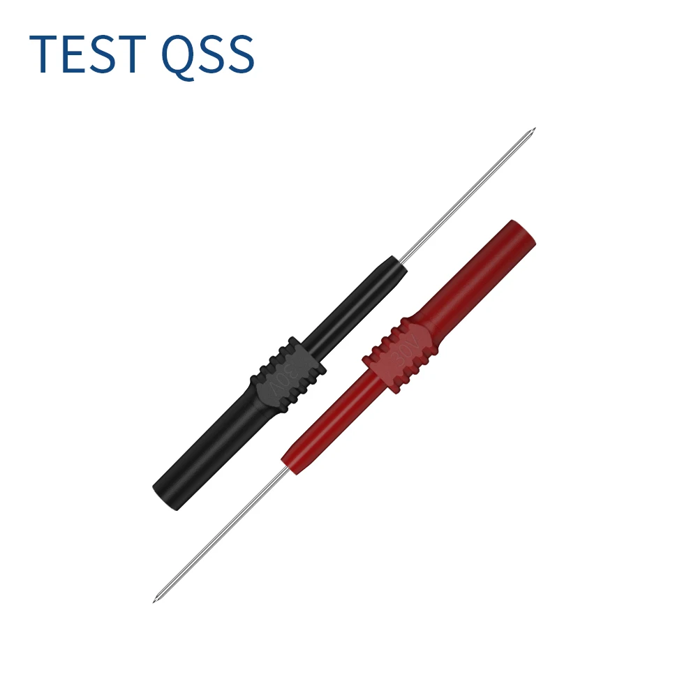 QSS 2 szt. Zginane elastyczne końcówki sond testowych z gniazdem bananowym 4mm do układania w stosy testowy pin sondy tylnej do przekłuwania Q.30010
