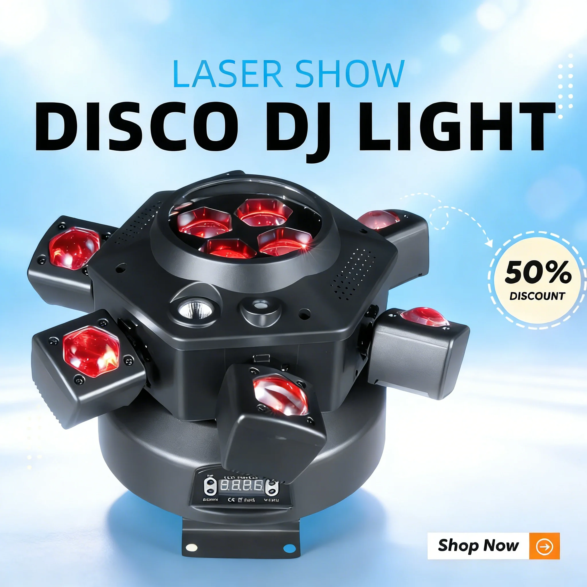 Projecteur de scène DJ à tête mobile 150W 10 faisceaux RGBW, effet lumineux disco, DMX512/contrôle musical, stroboscope à vitesse réglable pour DJ et soirées dansantes