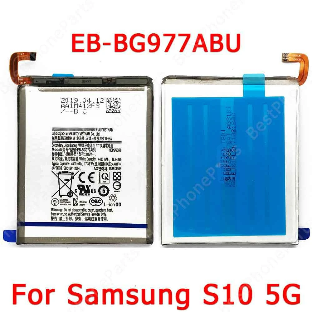 Battery For Samsung Galaxy S10 5G G977 Battery Spare Parts EB-BG977ABU Li-ion 4500 mAh Replacement Bateria