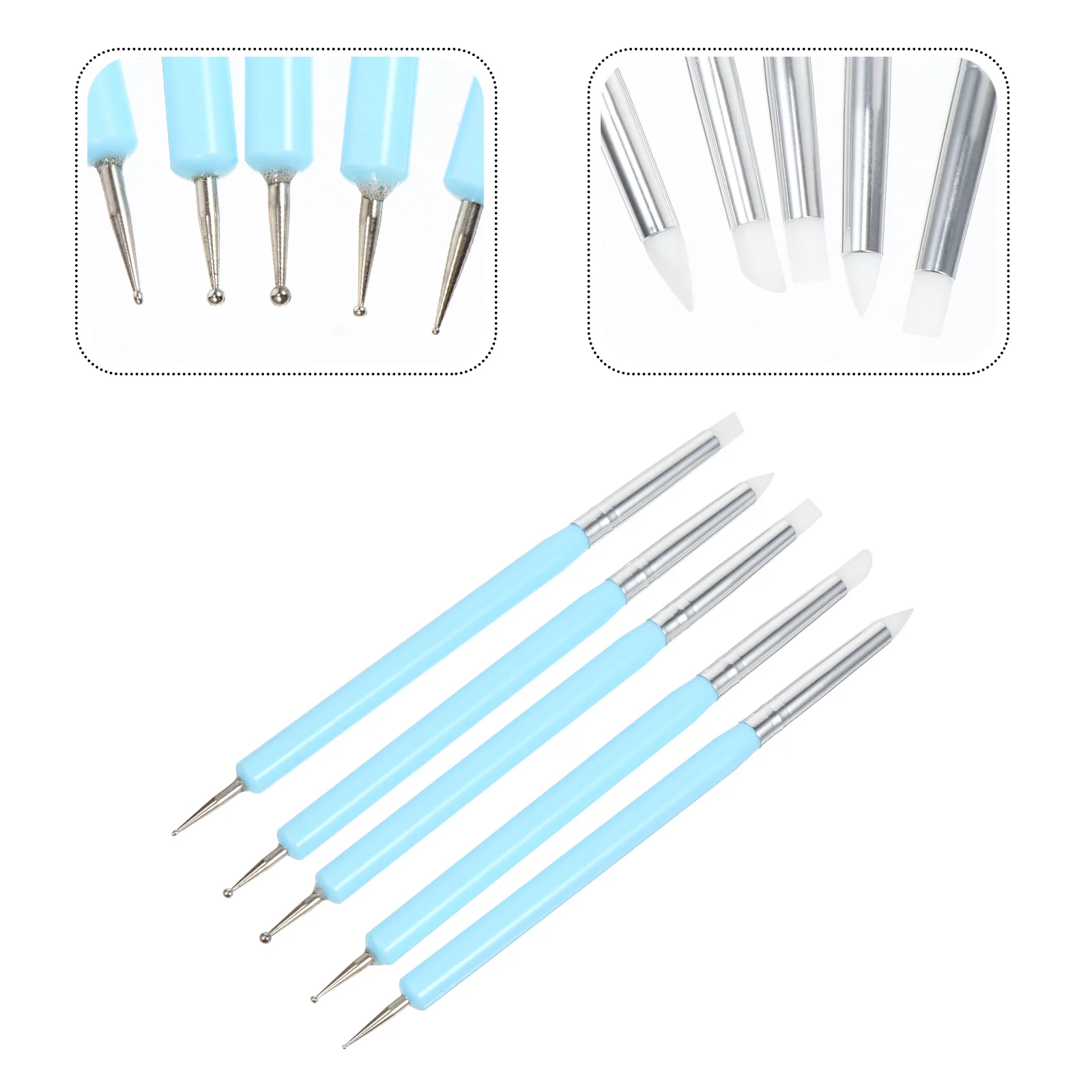5 Pcs Silicone Dotting Needle Pen Brush Set Manicure Tools Professional Nail Salon Gel Nails Home Use Gift for Nail