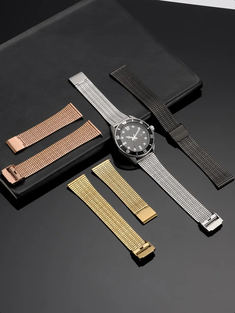 20mm 22mm mince Bracelet de montre en acier inoxydable bracelets de Sport en métal à dégagement rapide universel hommes femme ceinture Smartwatch Bracelet bande