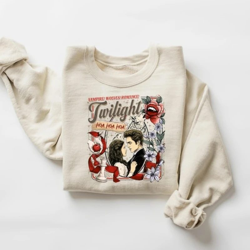 

Винтажная зимняя толстовка «Сумерки», подарок для любителей книг, сага, комиксов, ретро, вампиры, волки, романтические одинаковые толстовки