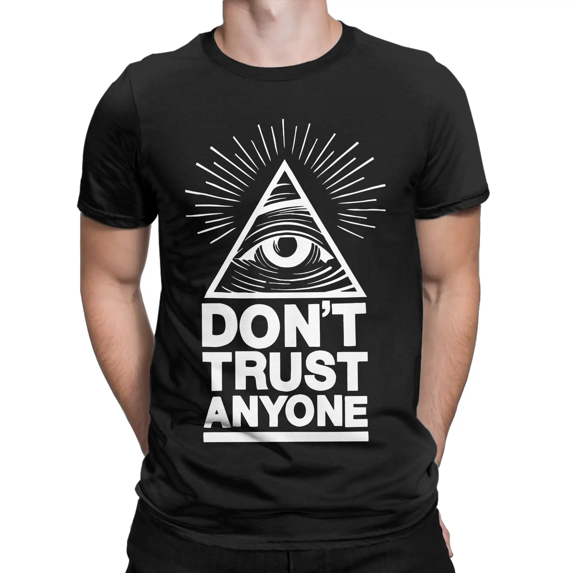 Don't Trust Anyone T Shirts Men Women Pure Cotton T-Shirt Illuminati Eye Magic Triangular Secret Tee Shirt Short Sleeve Tops